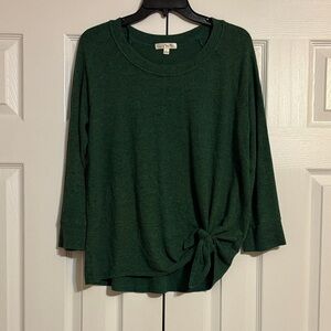 Nine Britton Dark Green Long Sleeve Top with Knot